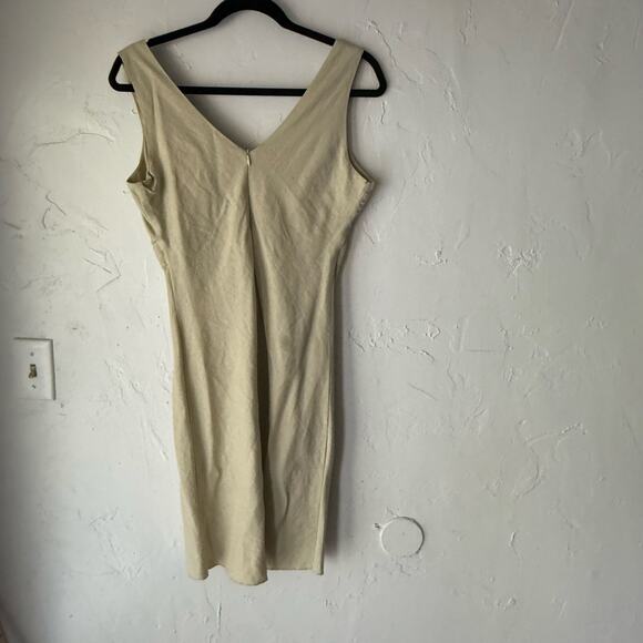 Y2K Max Rave‎ Beige Linen Mini Dress S Embroidered Floral Cottagecore - Picture 7 of 10
